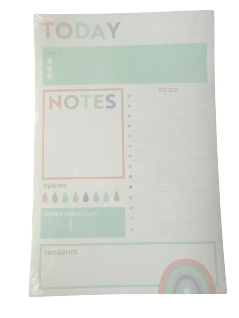 Daily Planner Notepad Pastel Rainbow Today Notes NWT